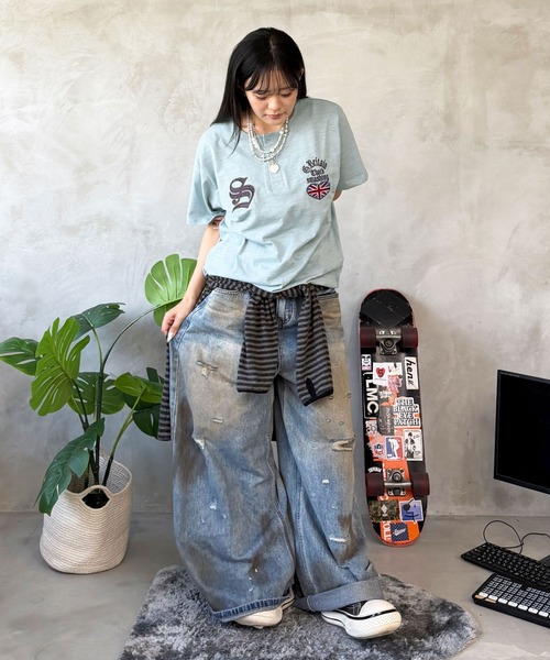 sedacle(セダクル)の「ユニオン刺繍ヘンリースラブTEE(Tシャツ/カットソー・レディース・オフホワイト/ボルドー/ライトブルー/ブラック・LARGE/MEDIUM/SMALL)」の5枚目の写真