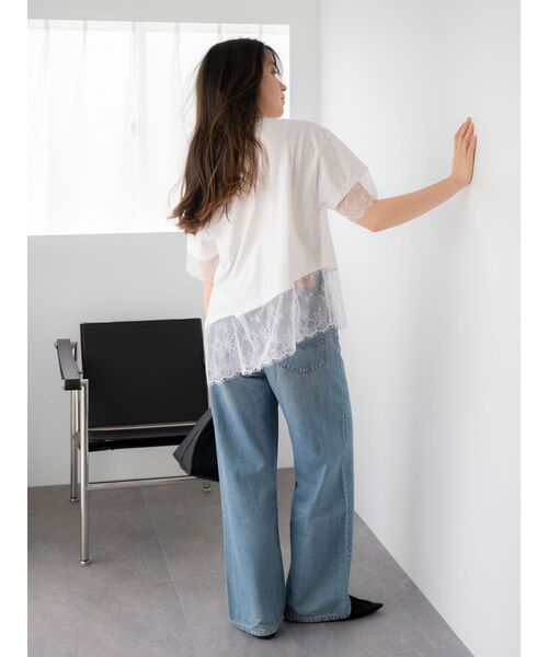 Ungrid（アングリッド）の「カレッジロゴレースコンビTee（Tシャツ/カットソー・レディース・オフホワイト/ブラウン・FREE）」の7枚目の写真