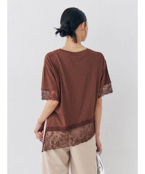 Ungrid（アングリッド）の「カレッジロゴレースコンビTee（Tシャツ/カットソー・レディース・オフホワイト/ブラウン・FREE）」の9枚目の写真