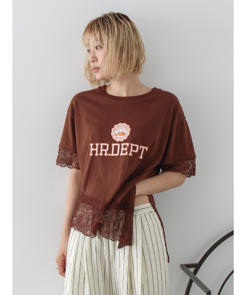 Ungrid（アングリッド）の「カレッジロゴレースコンビTee（Tシャツ/カットソー・レディース・オフホワイト/ブラウン・FREE）」の14枚目の写真