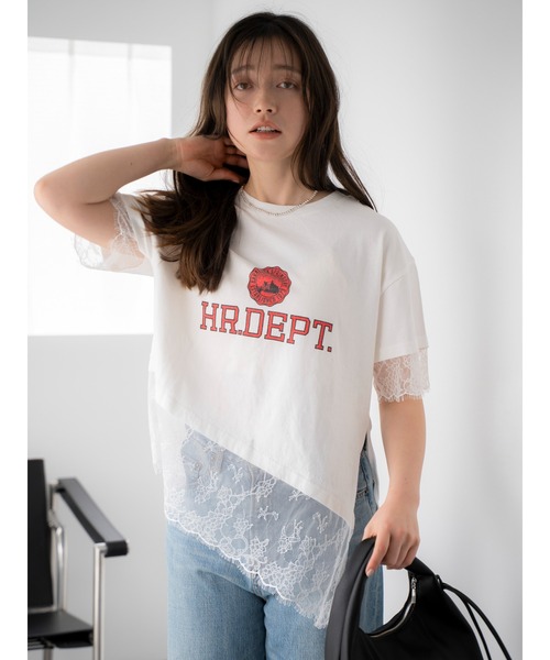 Ungrid（アングリッド）の「カレッジロゴレースコンビTee（Tシャツ/カットソー・レディース・オフホワイト/ブラウン・FREE）」の16枚目の写真