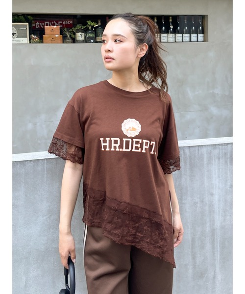 Ungrid（アングリッド）の「カレッジロゴレースコンビTee（Tシャツ/カットソー・レディース・オフホワイト/ブラウン・FREE）」の17枚目の写真
