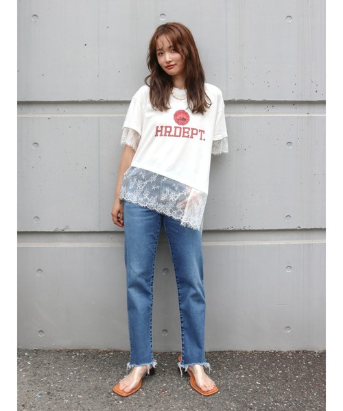 Ungrid（アングリッド）の「カレッジロゴレースコンビTee（Tシャツ/カットソー・レディース・オフホワイト/ブラウン・FREE）」の22枚目の写真