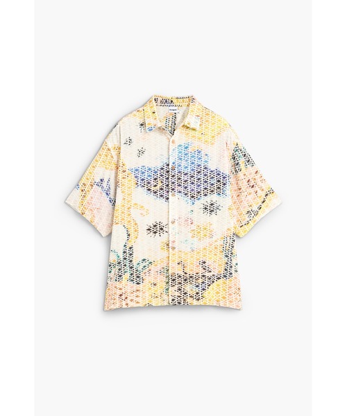 Desigual(デシグアル)の「和柄 総刺繍 オープンカラー 半袖シャツ【2026秋冬新作】(シャツ/ブラウス・メンズ・ホワイト・S/M/L/XL)」の1枚目の写真
