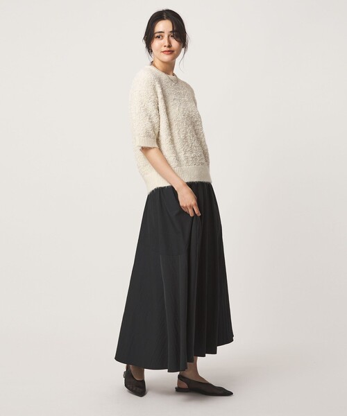 green label relaxing（グリーンレーベルリラクシング）の「リボンヤーン ハーフスリーブ ニット プルオーバー（ニット/セーター・レディース・ブラック/オフホワイト・FREE）」の9枚目の写真