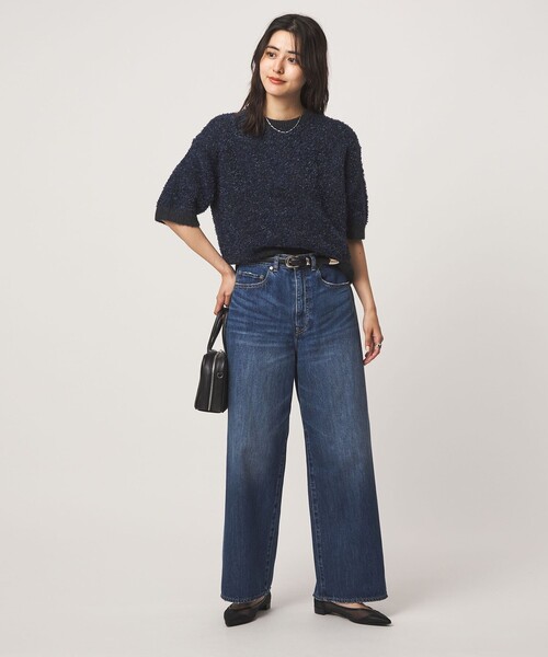green label relaxing（グリーンレーベルリラクシング）の「リボンヤーン ハーフスリーブ ニット プルオーバー（ニット/セーター・レディース・ブラック/オフホワイト・FREE）」の15枚目の写真