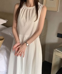 ノースリーブギャザーロングワンピース レディース