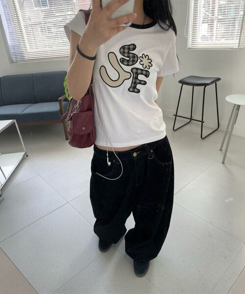 URBANSTOFF(アーバンストッフ)の「チェックドットアプリケティ (ホワイト)(Tシャツ/カットソー・レディース・その他・SMALL)」の5枚目の写真