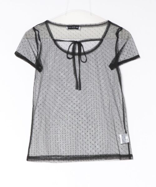 ARCHIVER(アーカイバ)の「【Bz】ドットシアーレイヤードカットソー 半袖 Y2K コードリボン(MA/EK162)(Tシャツ/カットソー・レディース・ホワイト/ブラック・FREE)」の9枚目の写真