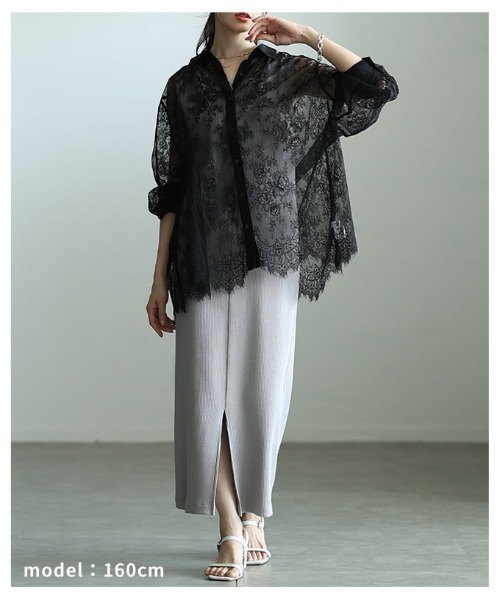 Sawa a la mode（サワアラモード）の「総レーススカラップシャツ（シャツ/ブラウス・レディース・ブラック/オフホワイト・FREE）」の8枚目の写真