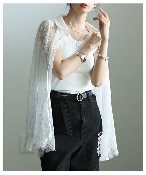 Sawa a la mode（サワアラモード）の「総レーススカラップシャツ（シャツ/ブラウス・レディース・ブラック/オフホワイト・FREE）」の16枚目の写真