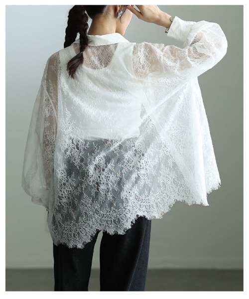 Sawa a la mode（サワアラモード）の「総レーススカラップシャツ（シャツ/ブラウス・レディース・ブラック/オフホワイト・FREE）」の17枚目の写真