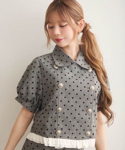TITTY&CO.(ティティーアンドコー)の「クラシカルドットジャケット(テーラードジャケット・レディース・ライトグレー/チャコールグレー・FREE)」の11枚目の写真