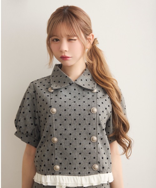 TITTY&CO.(ティティーアンドコー)の「クラシカルドットジャケット(テーラードジャケット・レディース・ライトグレー/チャコールグレー・FREE)」の13枚目の写真