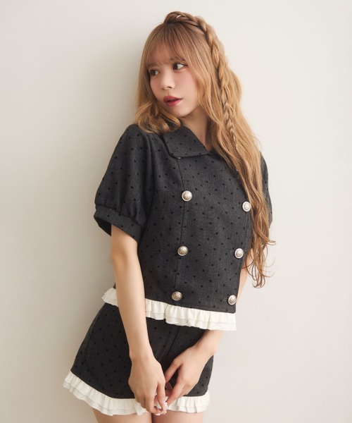 TITTY&CO.(ティティーアンドコー)の「クラシカルドットジャケット(テーラードジャケット・レディース・ライトグレー/チャコールグレー・FREE)」の6枚目の写真