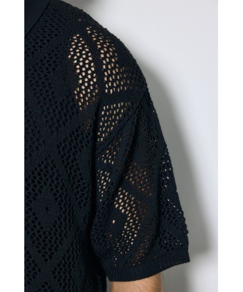 AZUL by moussy(アズールバイマウジー)の「デザインメッシュニットシャツ(ニット/セーター・メンズ・マスタード/グレイッシュベージュ/ブラック・LARGE/MEDIUM)」の11枚目の写真