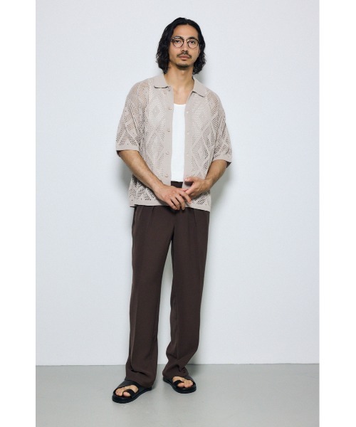 AZUL by moussy(アズールバイマウジー)の「デザインメッシュニットシャツ(ニット/セーター・メンズ・マスタード/グレイッシュベージュ/ブラック・LARGE/MEDIUM)」の15枚目の写真