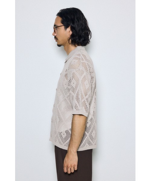 AZUL by moussy(アズールバイマウジー)の「デザインメッシュニットシャツ(ニット/セーター・メンズ・マスタード/グレイッシュベージュ/ブラック・LARGE/MEDIUM)」の17枚目の写真