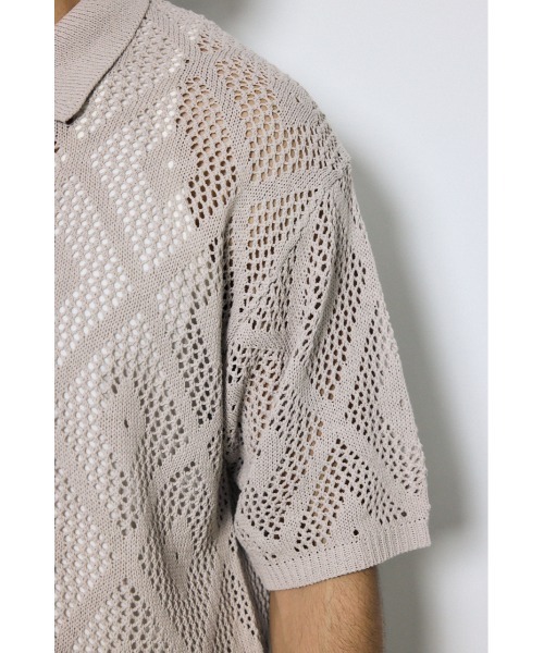 AZUL by moussy(アズールバイマウジー)の「デザインメッシュニットシャツ(ニット/セーター・メンズ・マスタード/グレイッシュベージュ/ブラック・LARGE/MEDIUM)」の20枚目の写真