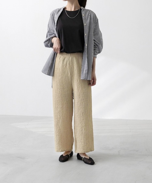 welleg（ウェレッグ）の「ぽこぽこ リラックス ゴム パンツ（その他パンツ・レディース・ブラック/グリーン/ブルー/パープル/ベージュ・M）」の3枚目の写真