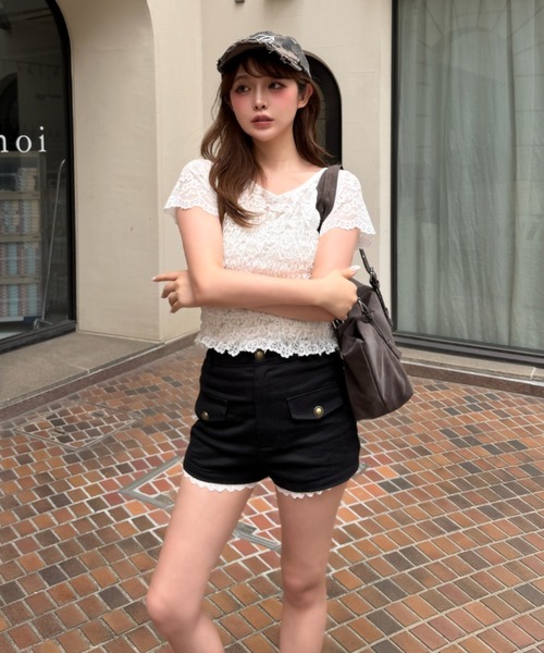 RAY CASSIN(レイカズン)の「【無地 / ストライプ】ミリタリーフラップショートパンツ(その他パンツ・レディース・カーキ/ブラック/ネイビー・FREE)」の15枚目の写真