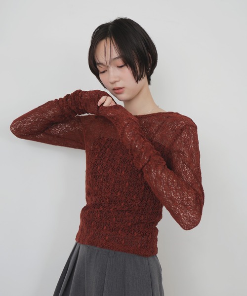 LIAN(リアン)の「シアーレースバックオープントップス(その他トップス・レディース・ブラック/ボルドー/アイボリー/ブラウン・FREE)」の20枚目の写真
