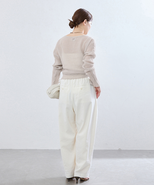 LES ATELIERS FRANCAIS DE CONFECTION(レアトリエフランセデコンフェクション)の「《追加》LES ATELIERS FRANCAIS DE CONFECTION T Manches Longues PE26TSMLGDC(シャツ/ブラウス・レディース・グレー/アイボリー・FREE)」の5枚目の写真