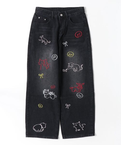 FREE STYLISTS(フリー スタイリスト)の「刺繍柄ワイドデニムパンツ(デニムパンツ・レディース・ブラック・XL/L/S/M)」の13枚目の写真