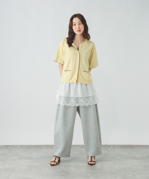 GLOBAL WORK(グローバルワーク)の「配色クルー半袖カーデ/910565(カーディガン/ボレロ・レディース・ネイビー系8/イエロー系5/ライトグレー系2・LARGE/MEDIUM)」の12枚目の写真