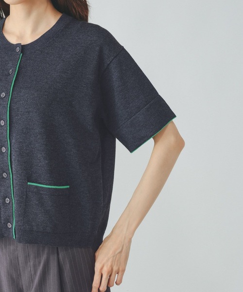 GLOBAL WORK(グローバルワーク)の「配色クルー半袖カーデ/910565(カーディガン/ボレロ・レディース・ネイビー系8/イエロー系5/ライトグレー系2・LARGE/MEDIUM)」の22枚目の写真