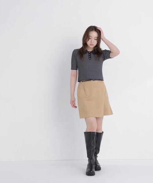 NATURAL BEAUTY BASIC（ナチュラルビューティーベーシック）の「フェイクスエードスカパン（スカート・レディース・キャメル/ベージュ・ﾌﾘ-）」の5枚目の写真