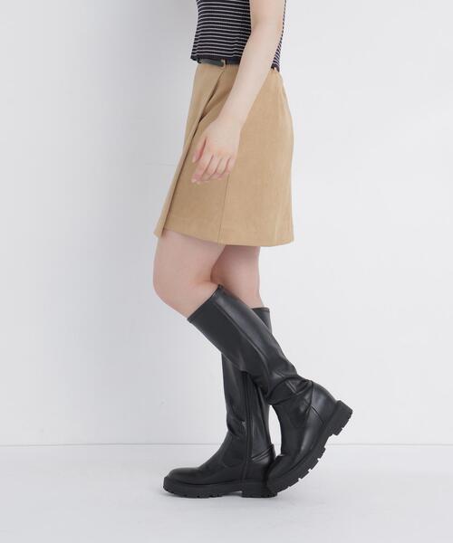 NATURAL BEAUTY BASIC（ナチュラルビューティーベーシック）の「フェイクスエードスカパン（スカート・レディース・キャメル/ベージュ・ﾌﾘ-）」の7枚目の写真