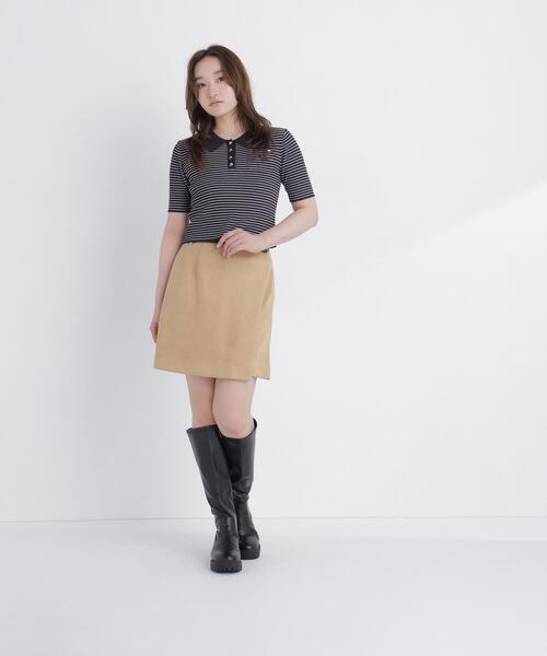 NATURAL BEAUTY BASIC（ナチュラルビューティーベーシック）の「フェイクスエードスカパン（スカート・レディース・キャメル/ベージュ・ﾌﾘ-）」の8枚目の写真