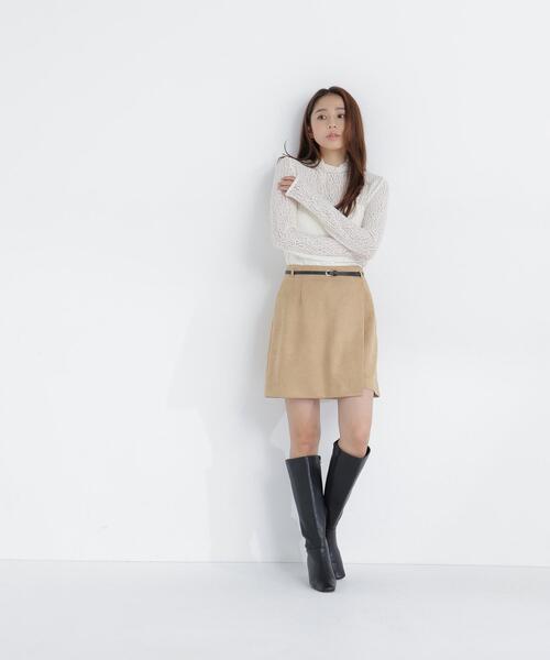 NATURAL BEAUTY BASIC（ナチュラルビューティーベーシック）の「フェイクスエードスカパン（スカート・レディース・キャメル/ベージュ・ﾌﾘ-）」の11枚目の写真