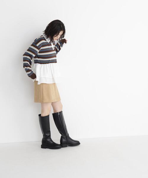 NATURAL BEAUTY BASIC（ナチュラルビューティーベーシック）の「フェイクスエードスカパン（スカート・レディース・キャメル/ベージュ・ﾌﾘ-）」の14枚目の写真
