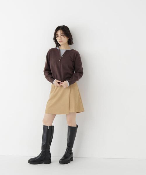 NATURAL BEAUTY BASIC（ナチュラルビューティーベーシック）の「フェイクスエードスカパン（スカート・レディース・キャメル/ベージュ・ﾌﾘ-）」の15枚目の写真