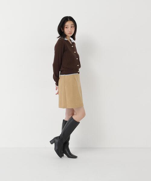 NATURAL BEAUTY BASIC（ナチュラルビューティーベーシック）の「フェイクスエードスカパン（スカート・レディース・キャメル/ベージュ・ﾌﾘ-）」の16枚目の写真