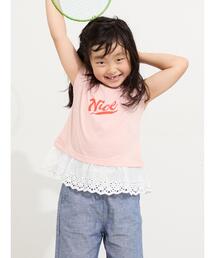 Samansa Mos2 Lagom（サマンサモスモスラーゴム）の「【吸水速乾】裾レースフレンチスリーブTシャツ（Tシャツ/カットソー）」