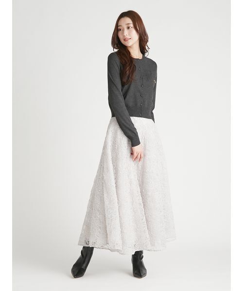 CELFORD(セルフォード)の「レース刺繍スカート(スカート・レディース・ライトグレー/ブラック/アイボリー・36/38)」の1枚目の写真