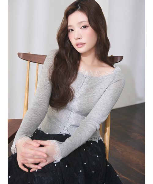 CELFORD(セルフォード)の「レース刺繍スカート(スカート・レディース・ライトグレー/ブラック/アイボリー・36/38)」の5枚目の写真