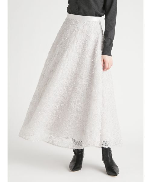 CELFORD(セルフォード)の「レース刺繍スカート(スカート・レディース・ライトグレー/ブラック/アイボリー・36/38)」の6枚目の写真