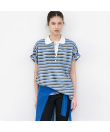 KNIT COLLAR STRIPE BOXY TEE (T-7213)