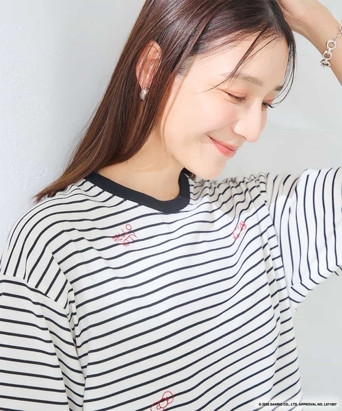 a.v.v(アーヴェヴェ)の「HELLO KITTY クロップドTシャツ(Tシャツ/カットソー・レディース・ネイビー/ホワイト・39)」の7枚目の写真