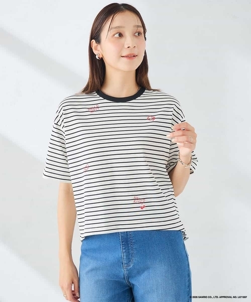 a.v.v(アーヴェヴェ)の「HELLO KITTY クロップドTシャツ(Tシャツ/カットソー・レディース・ネイビー/ホワイト・39)」の10枚目の写真