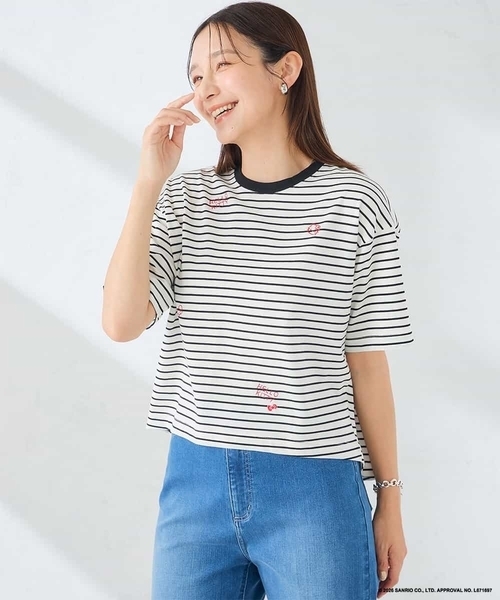a.v.v(アーヴェヴェ)の「HELLO KITTY クロップドTシャツ(Tシャツ/カットソー・レディース・ネイビー/ホワイト・39)」の11枚目の写真