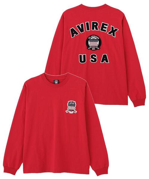 AVIREX（アヴィレックス）の「SIGNATURE VARSITY LOGO LONGSLEEVE T-SHIRT / シグネチャーバーシティー ロゴ 長袖Tシャツ / AVIREX / アヴィレックス（Tシャツ/カットソー・メンズ・レッド/ホワイト/ブルー・XX-LARGE）」の3枚目の写真