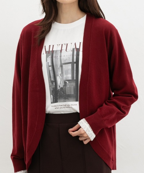 Honeys（ハニーズ）の「【ＵＶカット】レイヤード風Ｔシャツ（Tシャツ/カットソー・レディース・オレンジ/ブラウン/スミクロ/アイボリー・L/LL/M/S）」の8枚目の写真