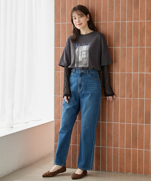 Honeys（ハニーズ）の「【ＵＶカット】レイヤード風Ｔシャツ（Tシャツ/カットソー・レディース・オレンジ/ブラウン/スミクロ/アイボリー・L/LL/M/S）」の9枚目の写真