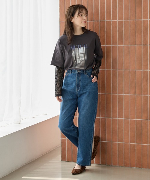 Honeys（ハニーズ）の「【ＵＶカット】レイヤード風Ｔシャツ（Tシャツ/カットソー・レディース・オレンジ/ブラウン/スミクロ/アイボリー・L/LL/M/S）」の10枚目の写真