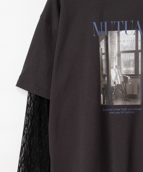Honeys（ハニーズ）の「【ＵＶカット】レイヤード風Ｔシャツ（Tシャツ/カットソー・レディース・オレンジ/ブラウン/スミクロ/アイボリー・L/LL/M/S）」の21枚目の写真